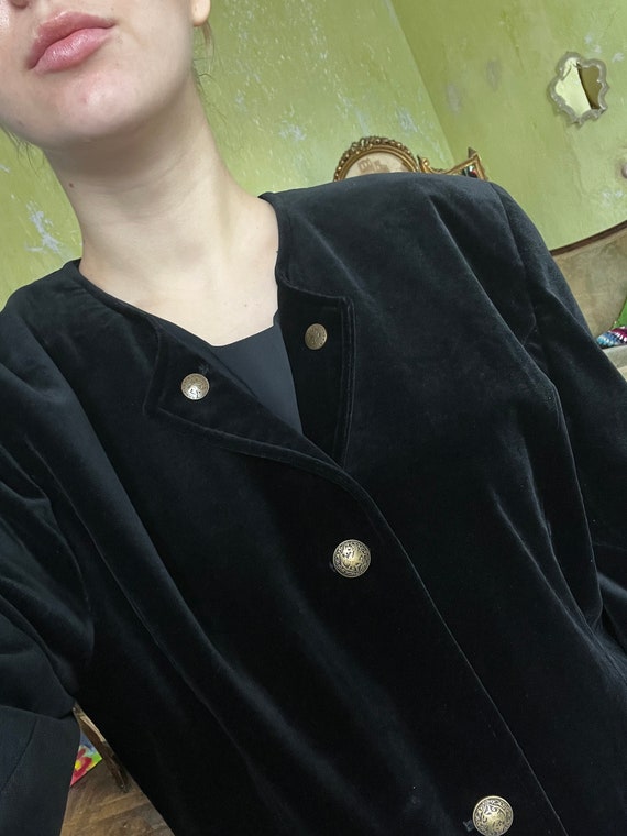 Vintage Black Velvet Betty Barclay Crop Blazer, D… - image 3