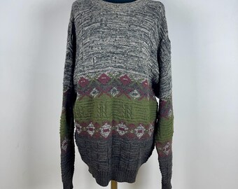 Vintage Oversized Wool Sweater, Large Size wool pullover jumper