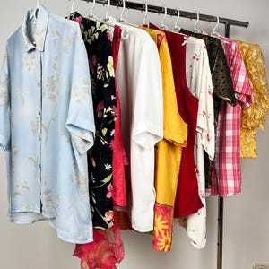 10 x Vintage Summer Blouses, Vintage Short Sleeve Blouse Bundle, Set of 10 blouses, Vintage mystery box