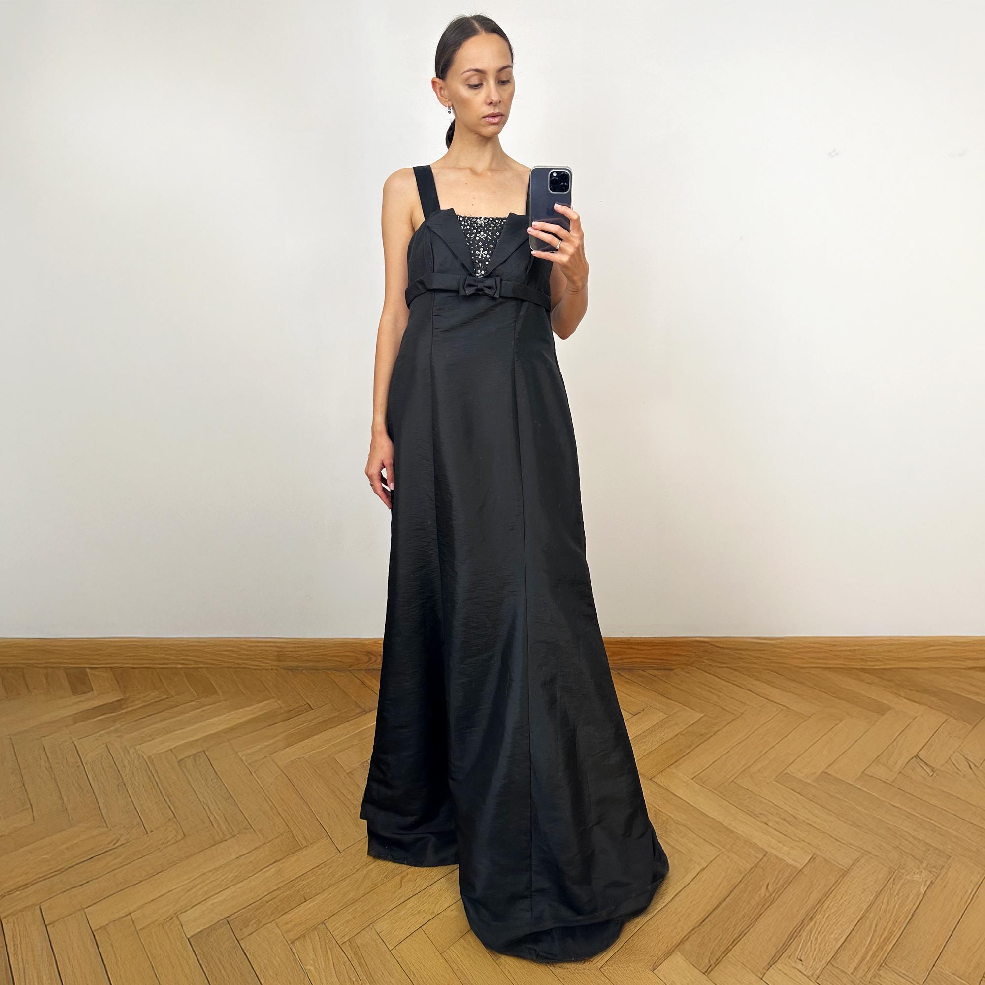 sleeveless seamed maxi dress taffeta small Alex Evenings Stretch Taffeta Sleeveless Gown with V-Neckline Dark Navy / 16