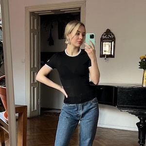 Vintage Black Dolce Gabbana Crop Top, Designer Summer Top