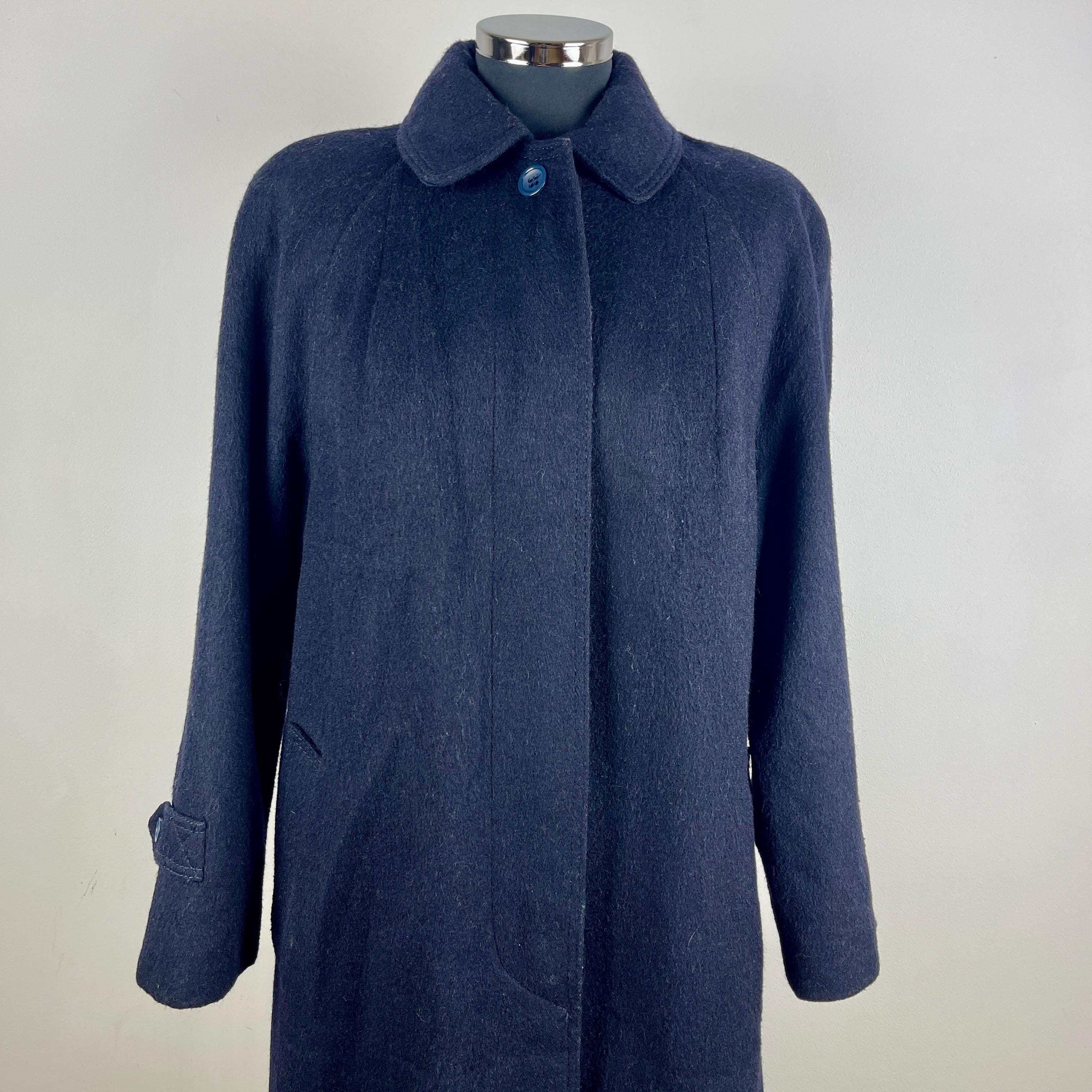 80sヴィンテージ【アメリカ古着❗️】超美品！ウール　ロングコートネイビー紺色 ヴィンテージ ネイビーブルー ウールコート、ブルー ロング ウィンター