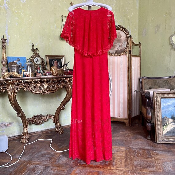 Vintage Red Embroidered Lace Long Dress, Sleeveless Lace Maxi Dress - Etsy