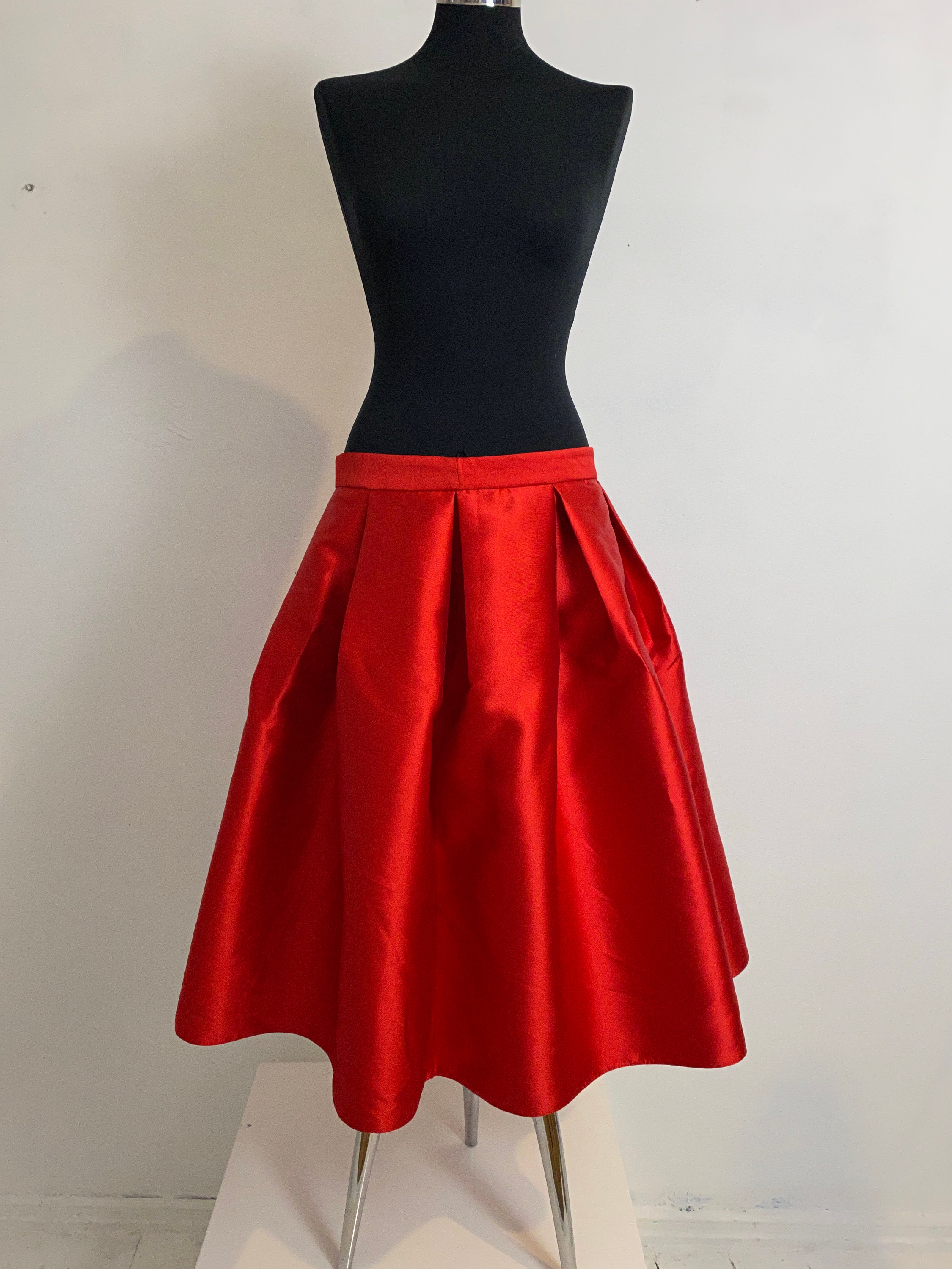 Red midi skirt High Waistid Skirt | Etsy