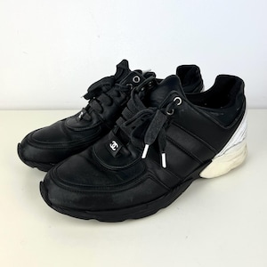 Vintage Black Leather Chanel Trainers , Designer Sneakers