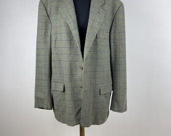 Blazer de lana a cuadros vintage para hombre, blazer de cachemira extragrande para mujer