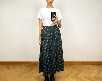 Jupe portefeuille en lin Femme - Vert de gris foncé