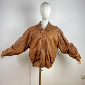 80s Brown Leather Jacket , 90s Crop Leather Jacket