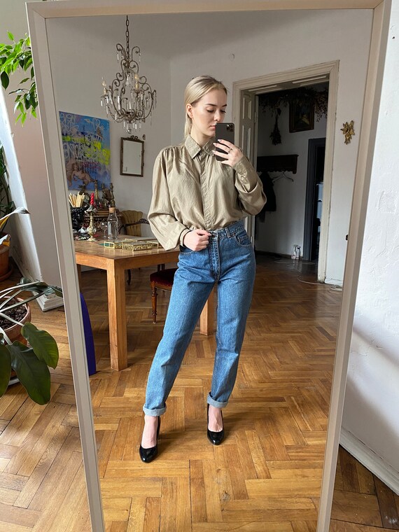 Vintage Grey Silk Blouse Silk Shirt - Etsy