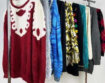 10 x Vintage Damen Strickwaren, Vintage Damen Pullover Bundle, Set mit 10 Pullovern, Vintage Mystery Box