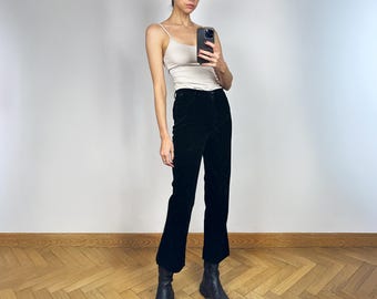 限定ベロアブラックストレートレッグパンツ - Etsy 日本