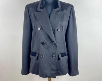 Blazer elegante vintage de lana negra, chaqueta elegante para mujer