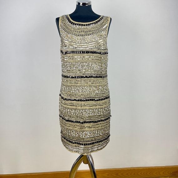 vintage beaded midi dress Montsand BLUE BEADED LACE PENCIL MIDI DRESS main image 1