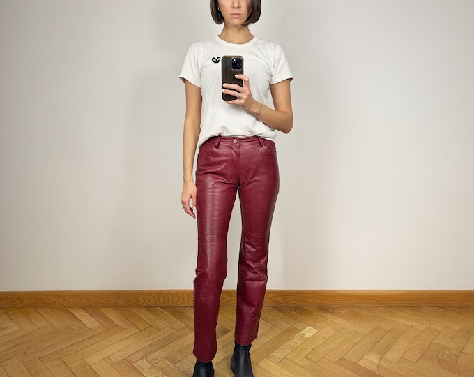 Red leather pants