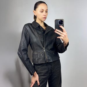 90s Brown Leather Jacket , Crop Leather Jacket