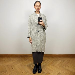 Vintage Grey Wool Coat, Autumn Midi Coat