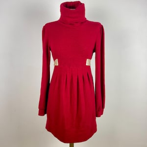 Vintage Rote Wolle Long Pullover, Angora Pullover