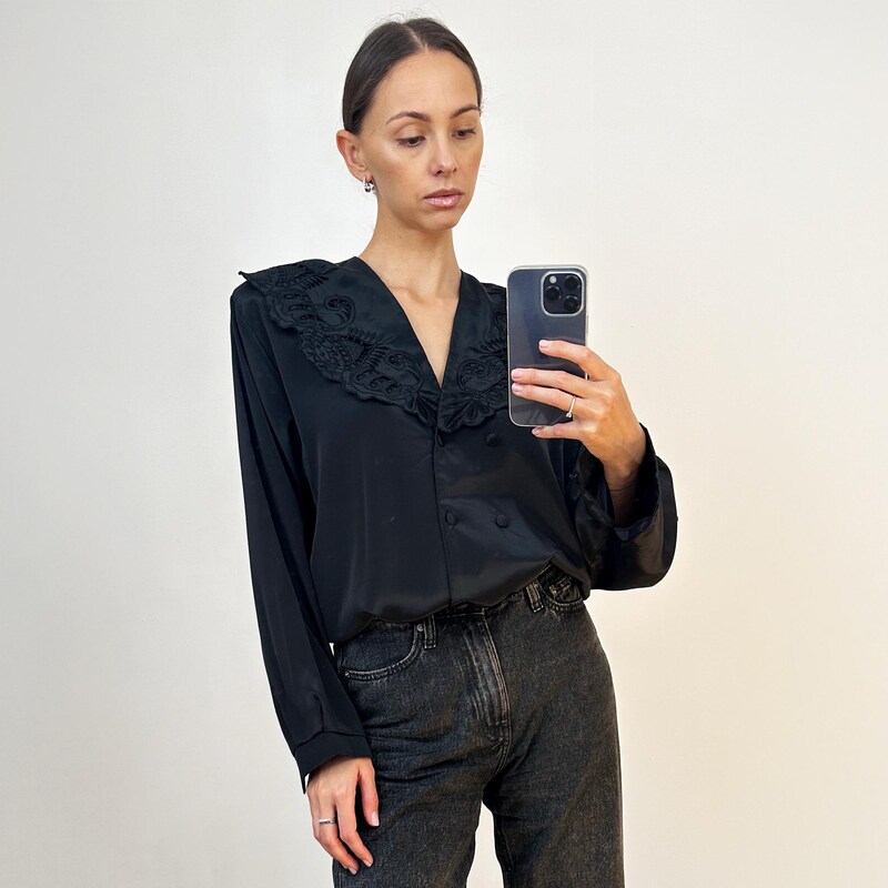 CHECKERED COLLARED BUTTON DOWN OVERSIZED TOP main image 1