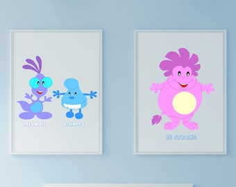 Cute Monster Art - Nursery Wall Decor - Set of 2 Nursery Wall Art Prints - Happy Monster - Nursery Prints - DIGITAL DOWNLOAD