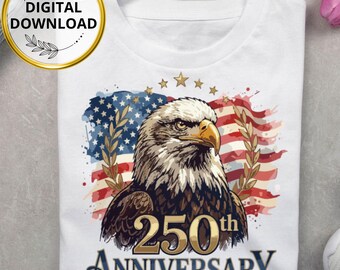 Patriotic Eagle 250th Anniversary Design, American Flag Sublimation PNG (Digital Download)