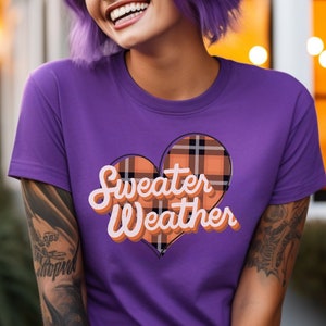 Sweater Weather Fall Halloween TShirt - Halloween Autumn T-Shirt, Cute Tee, Gift for Her