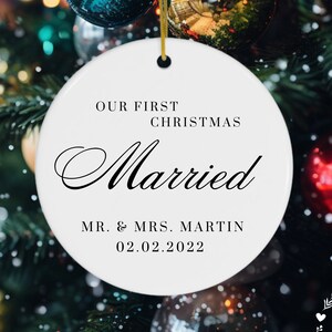Personalized First Christmas Married Ornament - Custom Our First Christmas Married - First Christmas As Mr. and Mrs. Keepsake Ornament