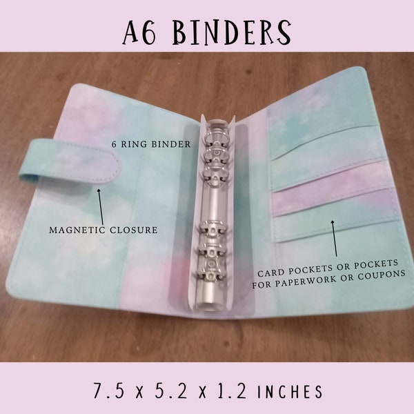 A6 Budget Binder 6-Ring Planner in an Assortment of Colors and Styles – A Stylish Money Organizer Makes Budgeting on the Go Easy
