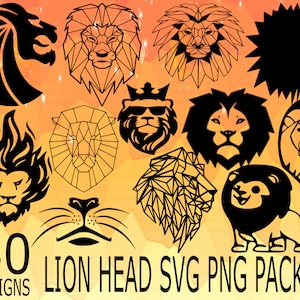 Paquetes de diseños SVG PNG de cabeza de león, íconos de leones svg, tributo de león, vector de león svg, león rugiendo svg png, clipart de león, corte de león blanco y negro