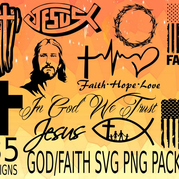 God Jesus Faith SVG, PNG Vector christian svg png, praying hands svg, jesus and god, i love god, i love jesus, usa cross flag svg, jesus fis