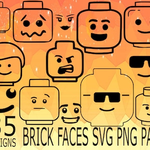 Brick Faces SVG PNG-ontwerpbundel, bouwstenen svg, baksteen svg png, vector speelstenen, kinderspeelgoed svg png, gemetselde svg png, baksteen toyz