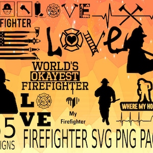 FireFighter SVG PNG Design bundel cricuit design pack cricuit stencils brandweerman, ik hou van mijn brandweerman, brandweerwagen, redder, brandweerheld