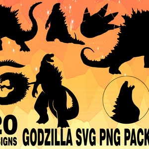 Godzilla SVG PNG Design bundle cricuit design pack godzilla, kong godzilla, reptile, trex, dinosaur godzilla, big monkey kong
