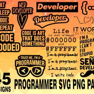 Programmeur Stickers Vector SVG PNG Design bundel cricuit design pack programmering svg, software engineer svg png, code vader svg, computers