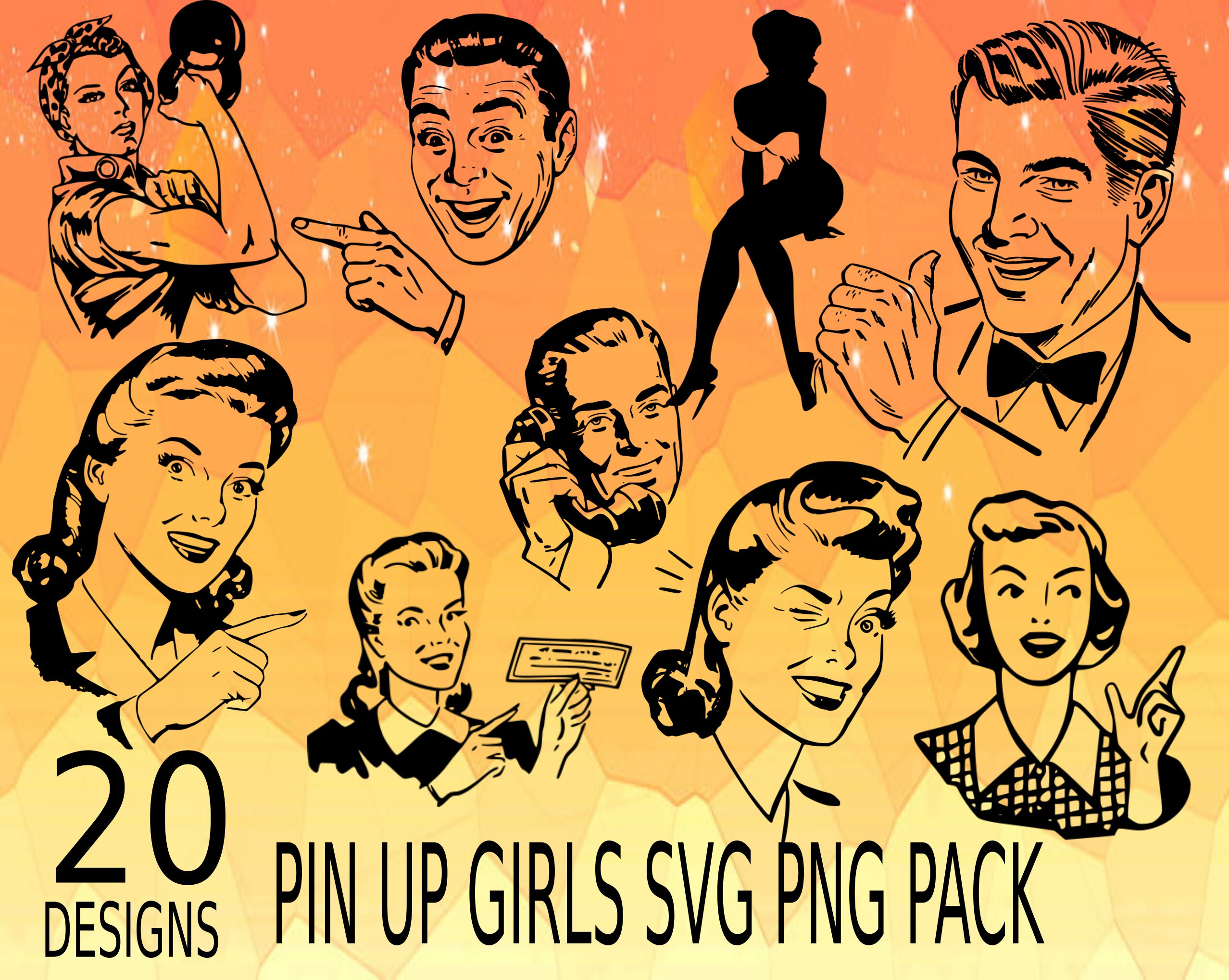 Pin up girls SVG PNG Design bundle cricuit design pack old Etsy España