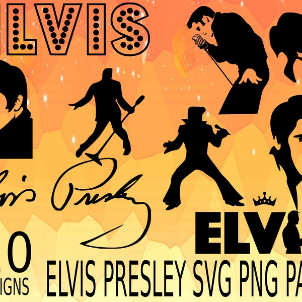 Elvis Presley SVG PNG Design bundle tribute stickers design pack cricuit designs, pop king rock las vegas king, elvis presley vector svg png