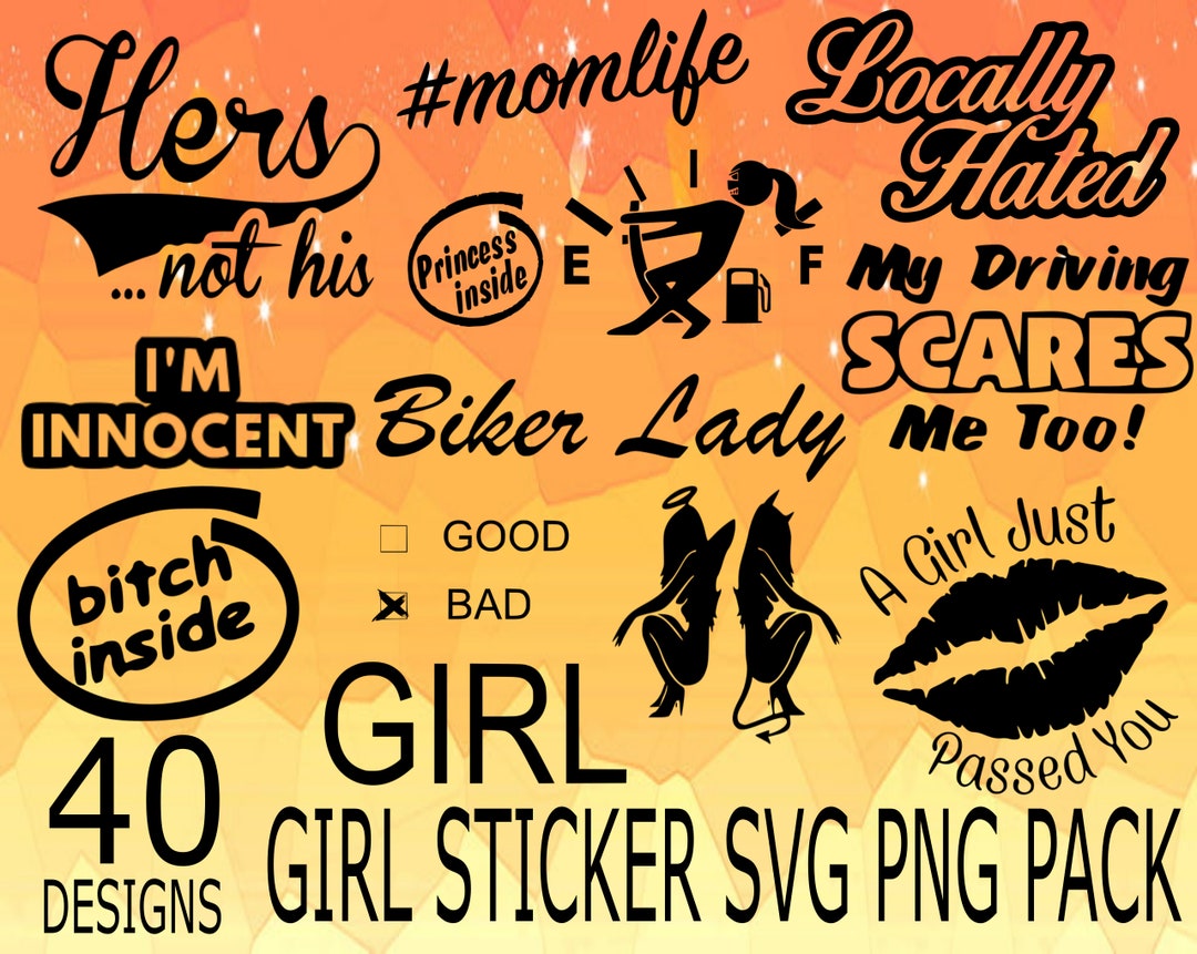 Girl Car Stickers SVG PNG Design Bundle Cricuit Design Pack Etsy
