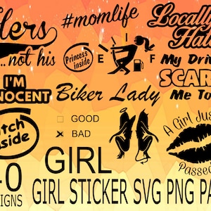 Meisje auto stickers SVG PNG ontwerp bundel cricuit ontwerp pack liefde auto's svg, meisje auto stickers pack, bumperstickers meisjes editie svg, slechte g