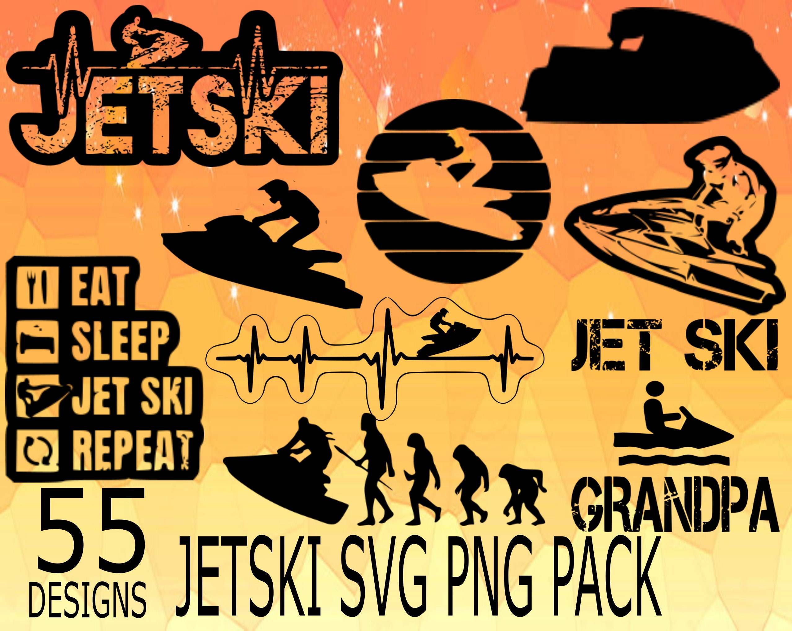 Jet Ski Stickers Decals SVG PNG Design Bundle Cricuit Design Etsy