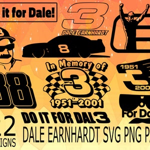 Dale Earnhardt Tribute SVG PNG Vector Pack, Vector pack pro pilote de course américain, coureur, course, vallée, pour la vallée, souviens-toi de la vallée