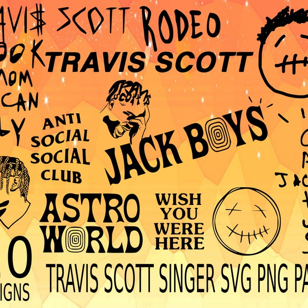 Travis Scott Tribute Vector Pack SVG, Vector pack travis scott rap singer, best artist travis scott fan mande tribute pack astro world sing