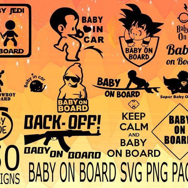 Baby On Board SVG PNG Design bundle stickers design pack cricuit designs, baby in a car, baby in vehicle, baby on car, baby board, baby