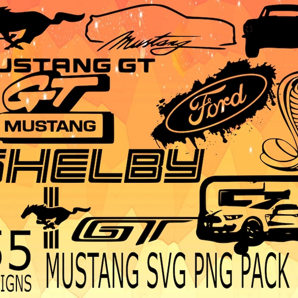 Muscle Car Mustang SVG PNG Design bundle cricuit design pack mustang svg, muscle cars, american muscle, usa muscle, fast cars, power cars