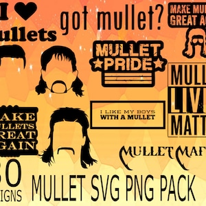 Mullet SVG PNG Design bundle cricuit design pack mullet svg, mullet design, usa mullet, redneck svg png, mullet haircut svg, mullet fan love