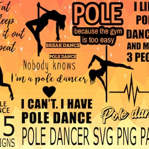 Poledancer SVG PNG Design bundle cricuit design pack pole dancing svg png, love to pole dance, love to dance, strip club svg, pole dancer