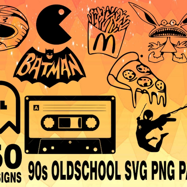 Arcade Oldschool Designs SVG PNG Design bundle cricuit design pack, nostalgia pack, oldschool pack, arcade games, old school logos, svg