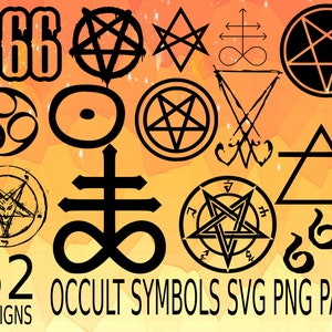 Paquete de diseño SVG PNG de satanismo oculto, símbolo de satanás, 666 svg png, diablo svg png, símbolos misteriosos ocultos, cruces svg png, salve diablo svg