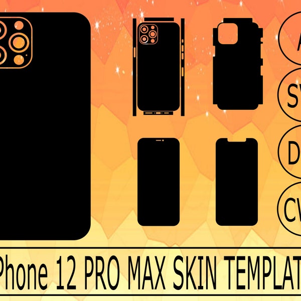 iPhone 12 Pro Max Skin Template SVG AI DXF corel file template to dyi your own sticker skin, phone skin, iphone pro 12 pro max skin template