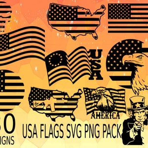 米国旗 Cricuit SVG、SVG PNG バンドル、アメリカ自由の国の旗、SVG PNG アメリカ旗、米国旗パック バンドル クリップアート、アンクル サム旗