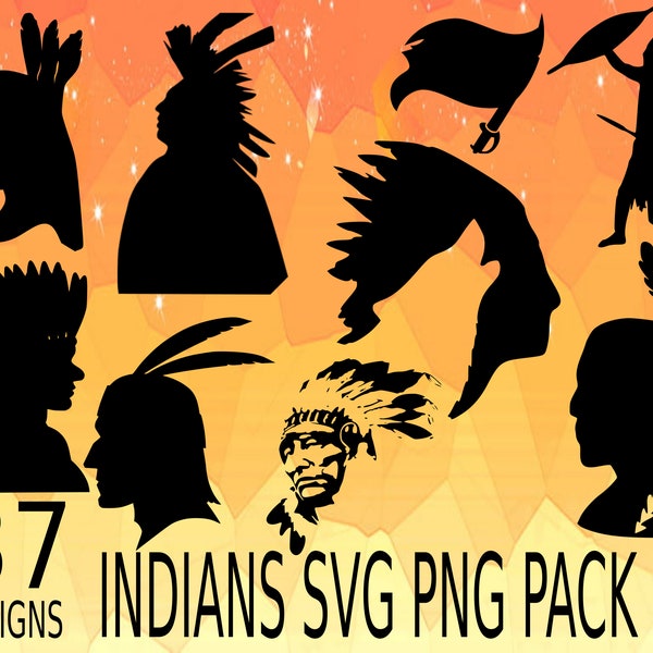 Indians SVG PNG Design bundle stickers design pack cricuit designs indian native american vector svg png vector, cut file indian designs