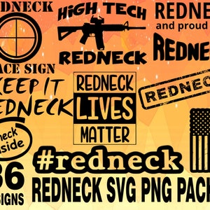 Redneck SVG PNG Design pack cricuit design pack old school, plouc américain, rouget, villageois, armes à feu américaines, plouc en colère à l'intérieur, enfer ouais rouge